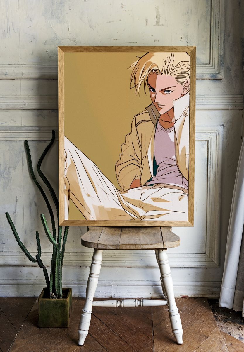 Blond Anime Character Illustration Poster. — room view 1