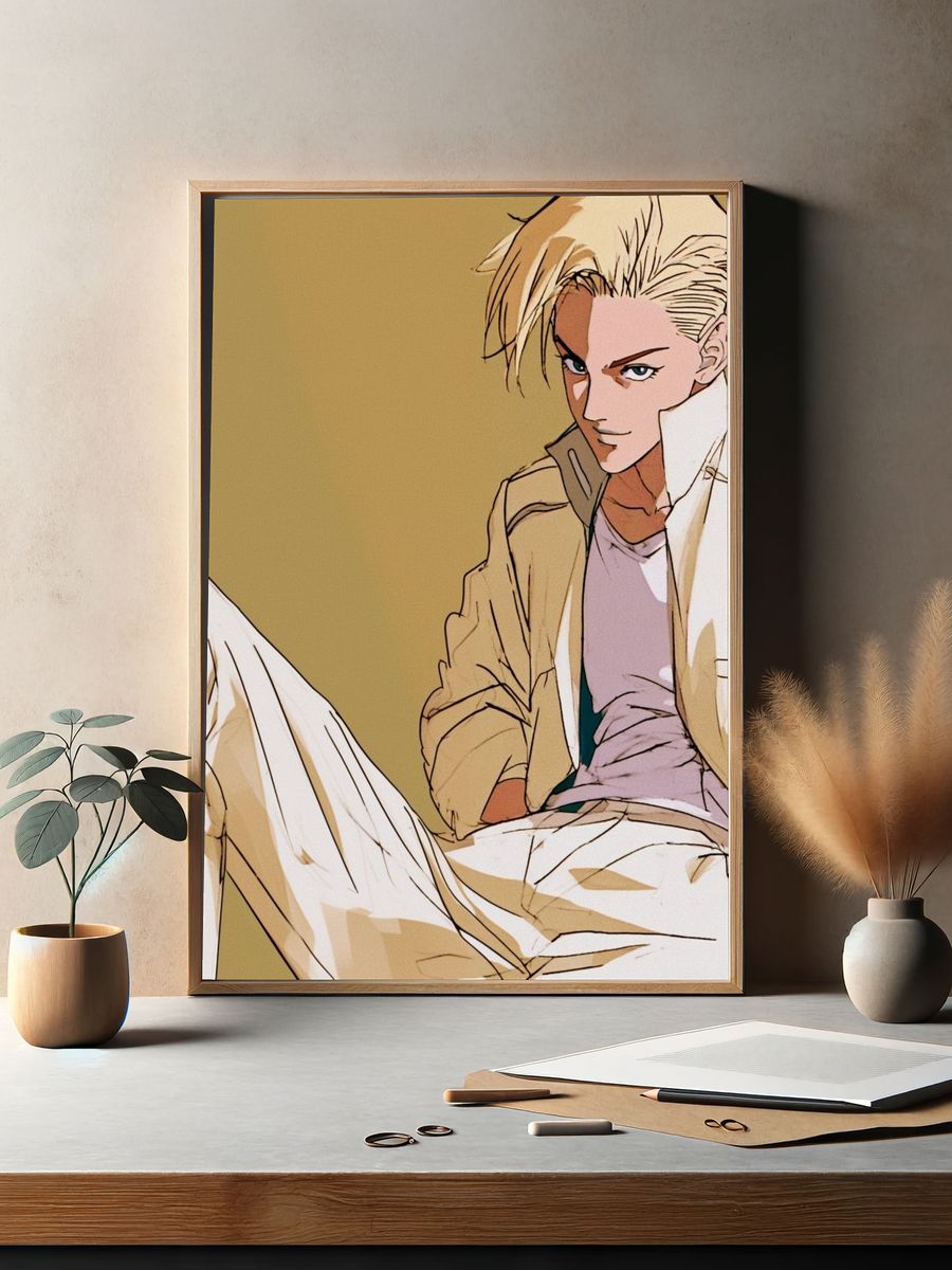 Blond Anime Character Illustration Poster. — room view 2