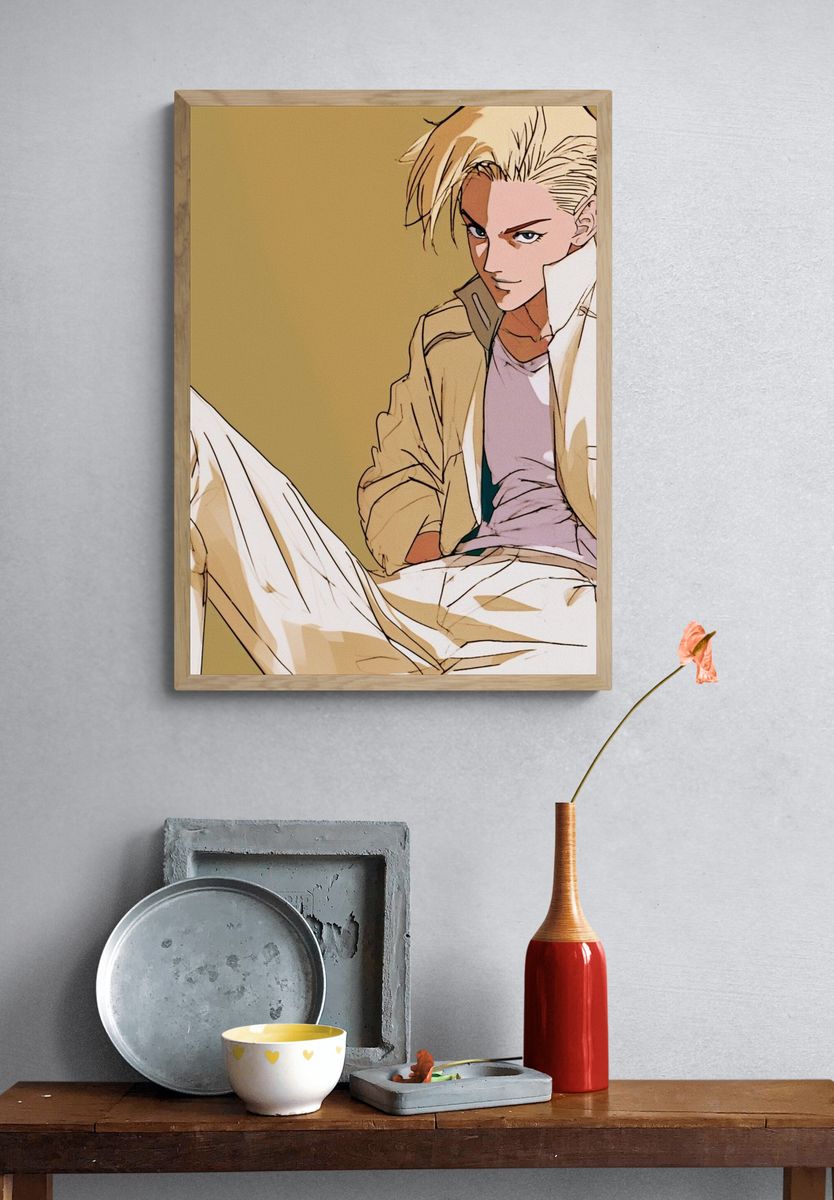 Blond Anime Character Illustration Poster. — room view 3