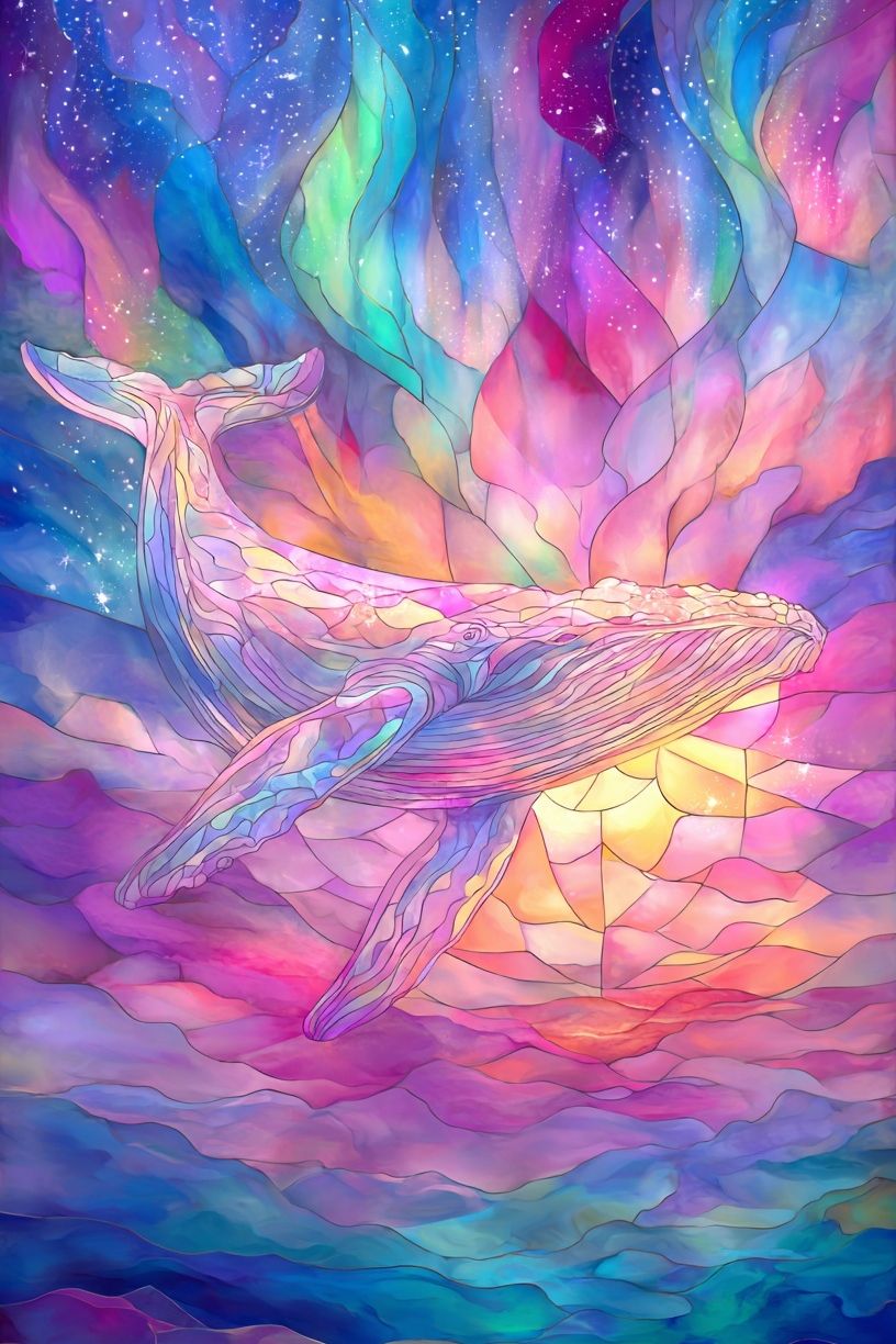 Stained Glass Whale Poster. poster detail