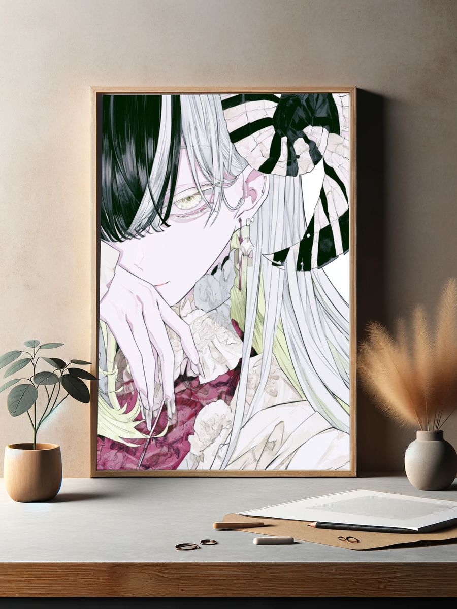 Anime Floral Portrait Poster. — room view 2