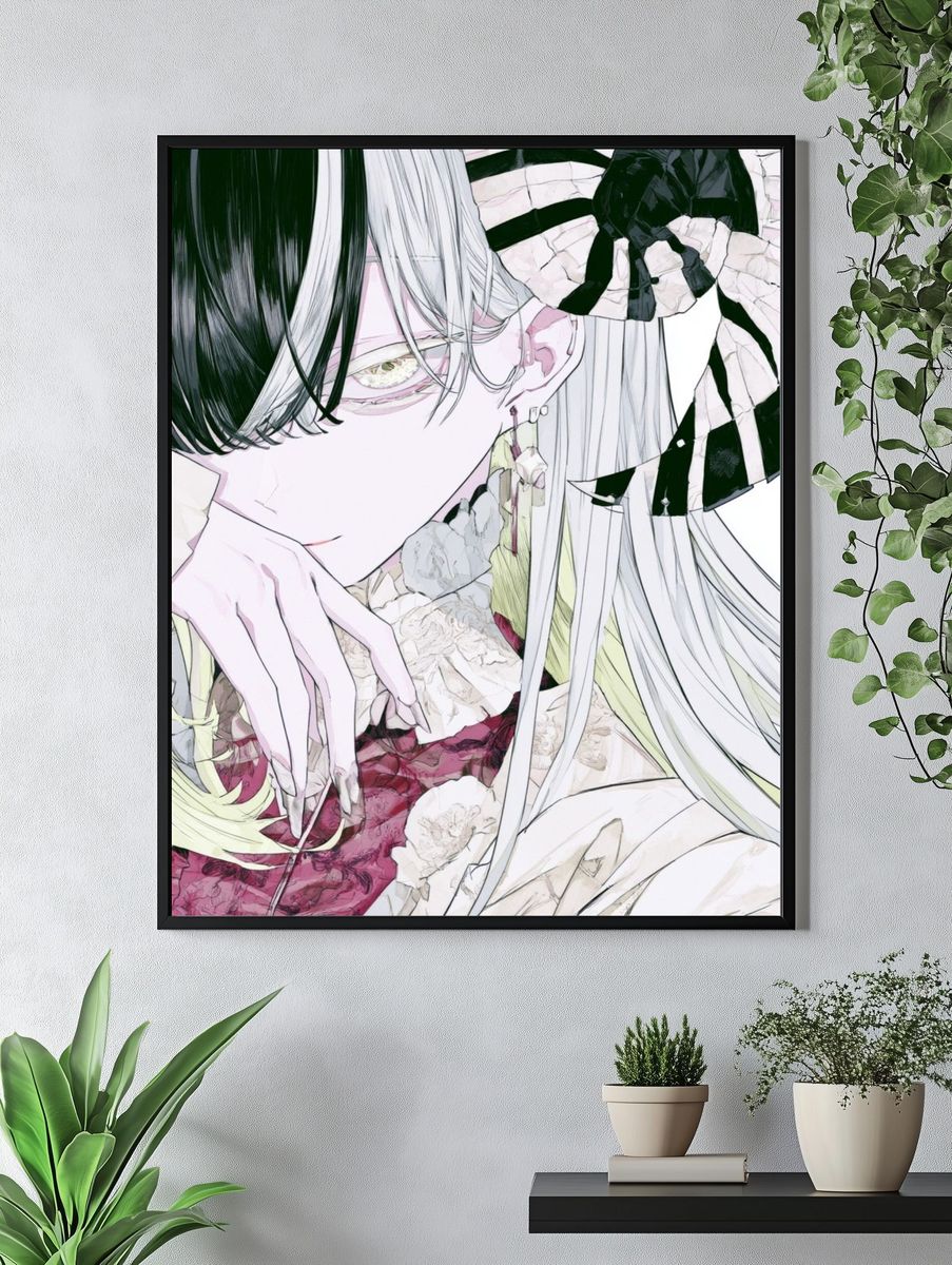 Anime Floral Portrait Poster. — room view 4