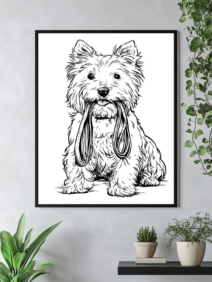 Westie Line Art Poster. — room view 4
