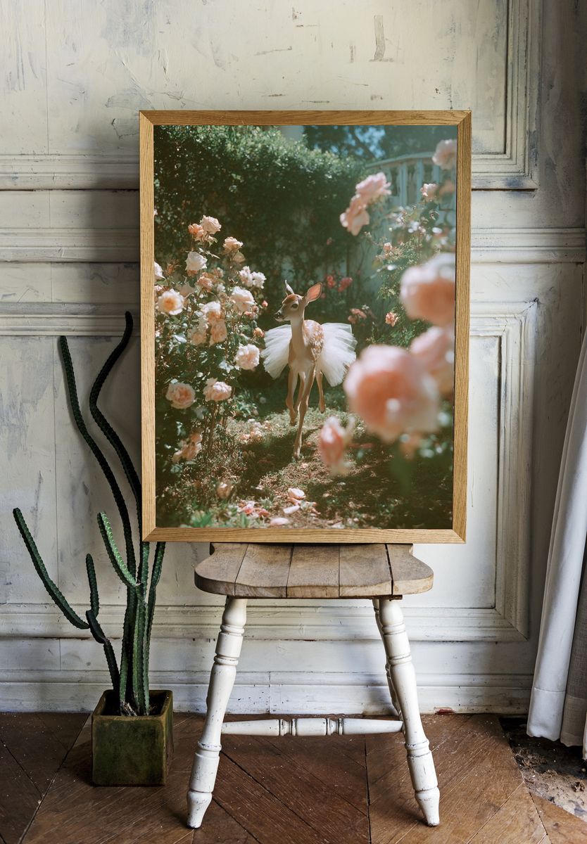 Ballet Deer Garden Print. — room view 1