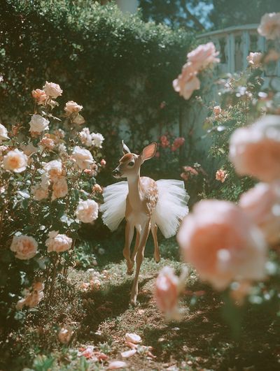 Ballet Deer Garden Print. poster