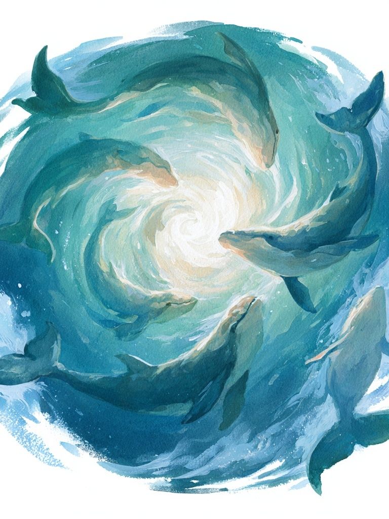 Dolphin Spiral Watercolor Poster. poster — animals art