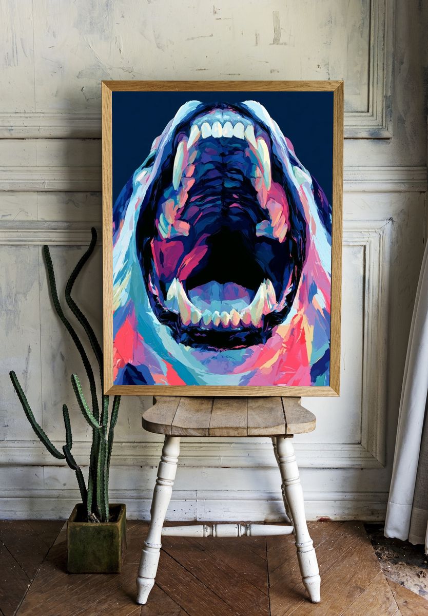 Roaring Tiger Pop-Art Poster. — room view 1
