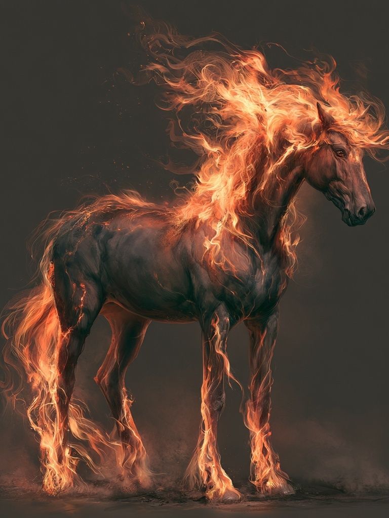 Flaming Horse Digital Art Poster. poster detail