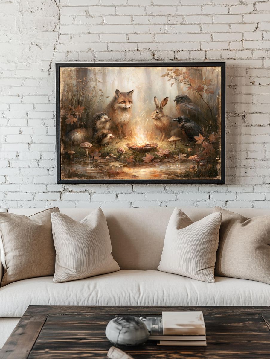 Forest Animals Campfire Print. — room view 1
