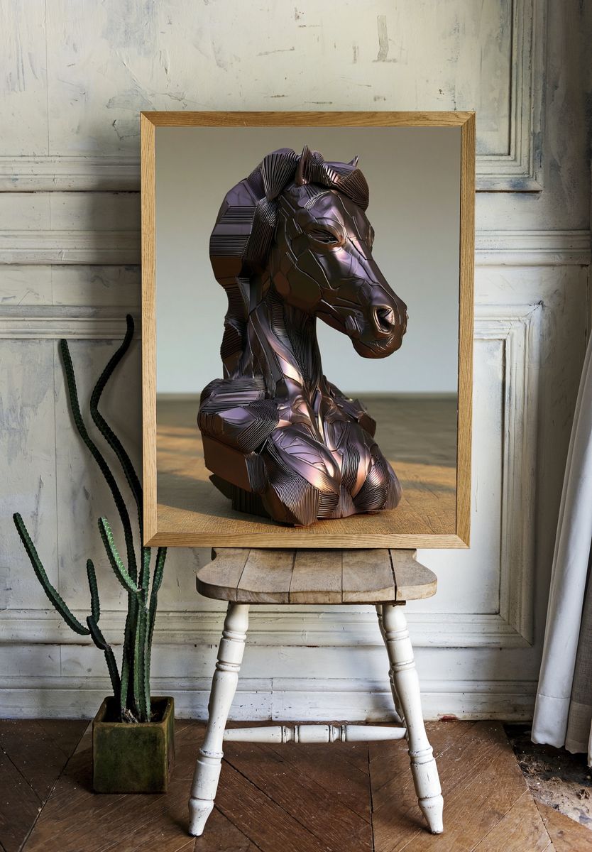 Abstract Horse Bust Print. — room view 1