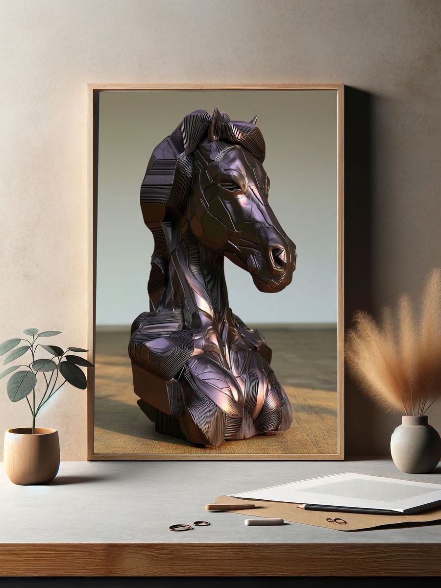 Abstract Horse Bust Print. — room view 2