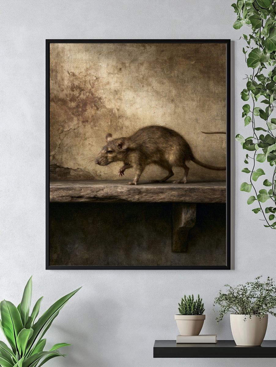 Vintage Rat Portrait Poster. — room view 4