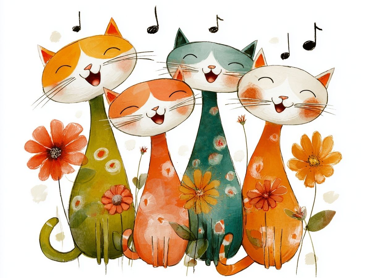Happy Cats Watercolor Print. poster — animals art