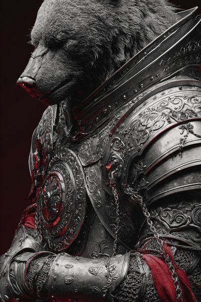 Armored Bear Fantasy Print. poster