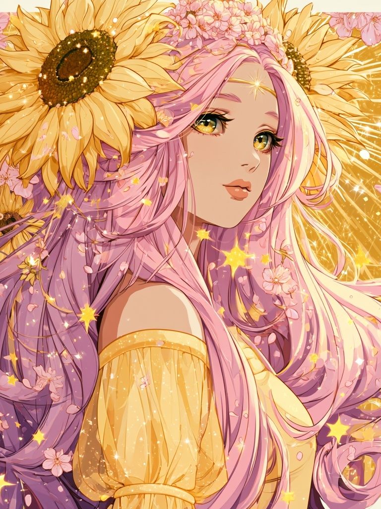Sunflower Anime Girl Print. poster — anime art