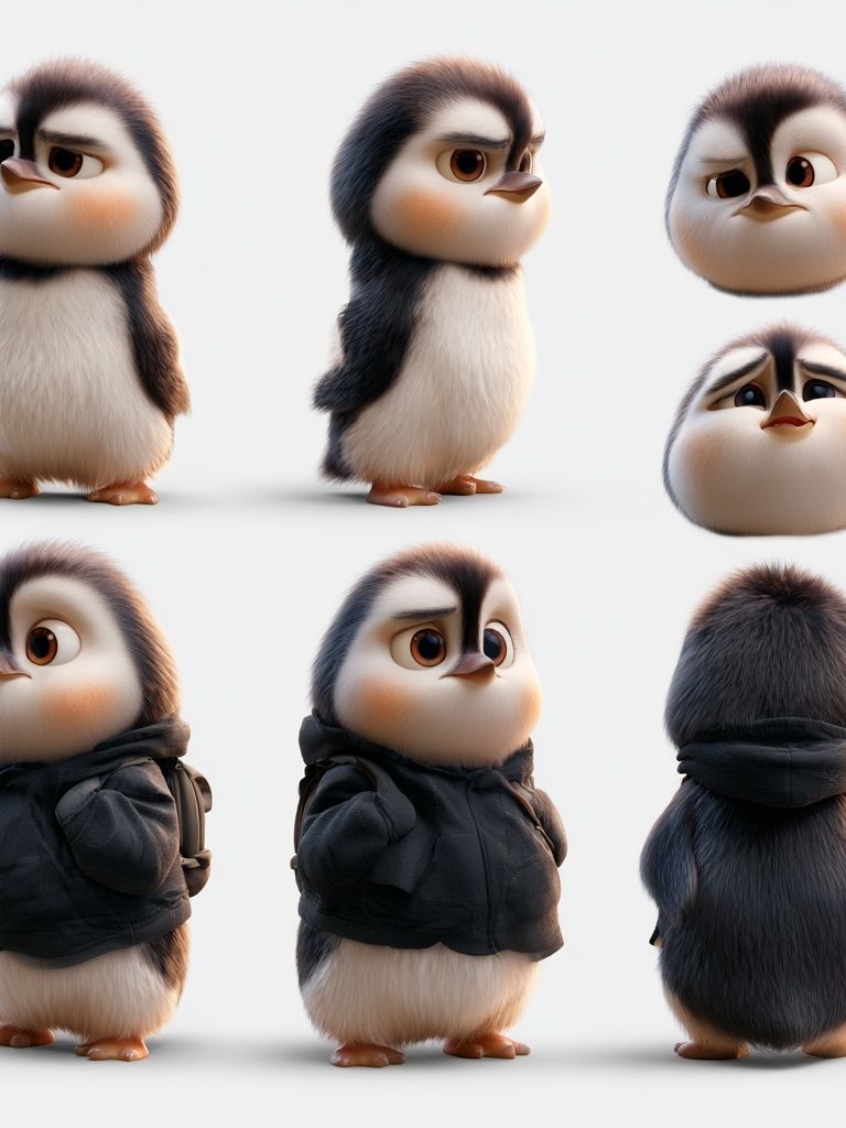 Cute Penguin Character Study Poster. poster — animals art
