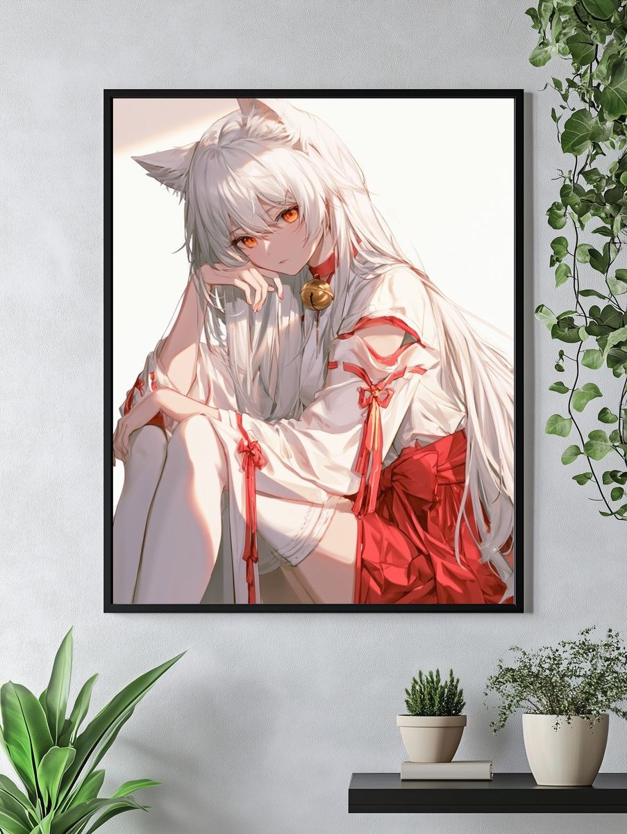 White Fox Girl Anime Print. — room view 4