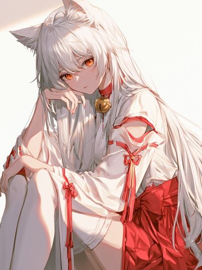 White Fox Girl Anime Print. poster