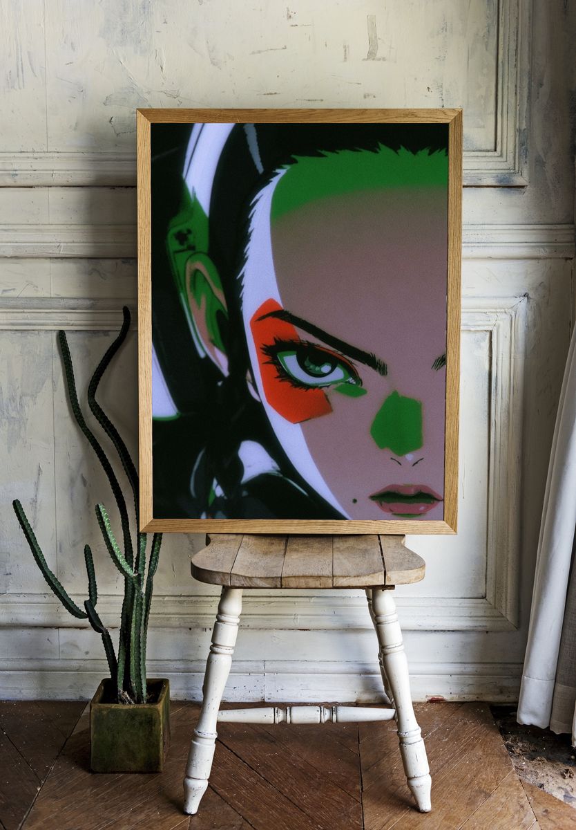 Anime Portrait Digital Art Poster. — room view 1