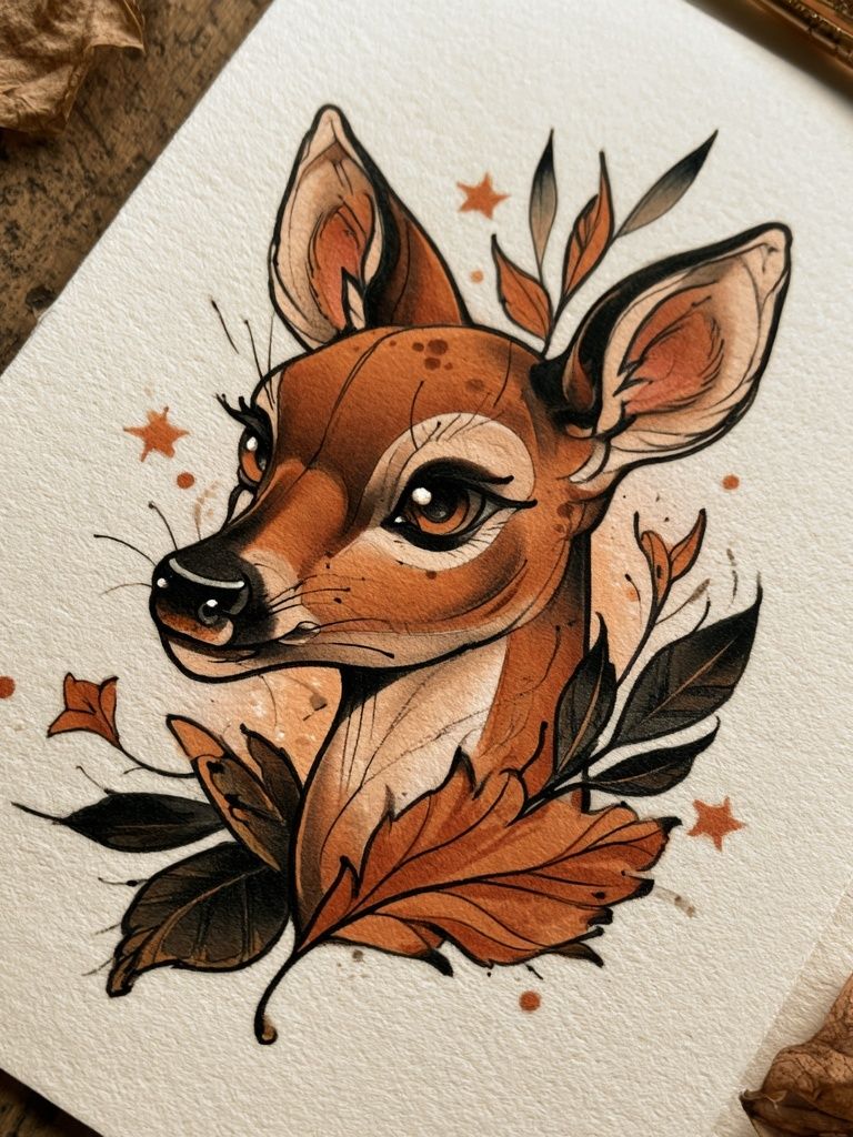 Autumn Deer Illustration Poster. poster detail