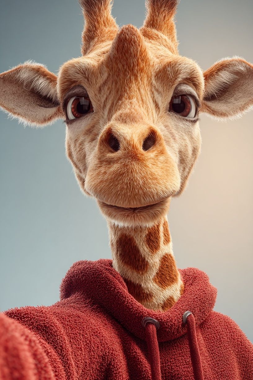 Giraffe Selfie Illustration Poster. poster detail