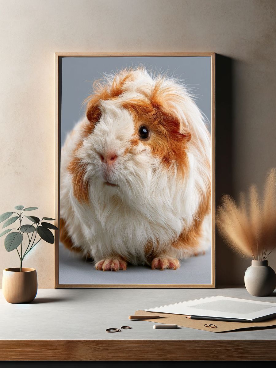 Fluffy Guinea Pig Portrait Poster. — room view 2