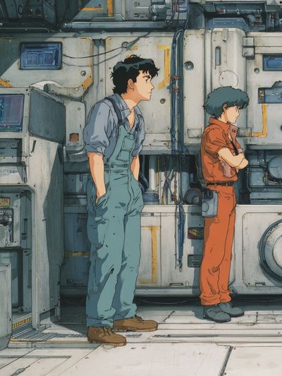 Anime Sci-Fi Hangar Poster.