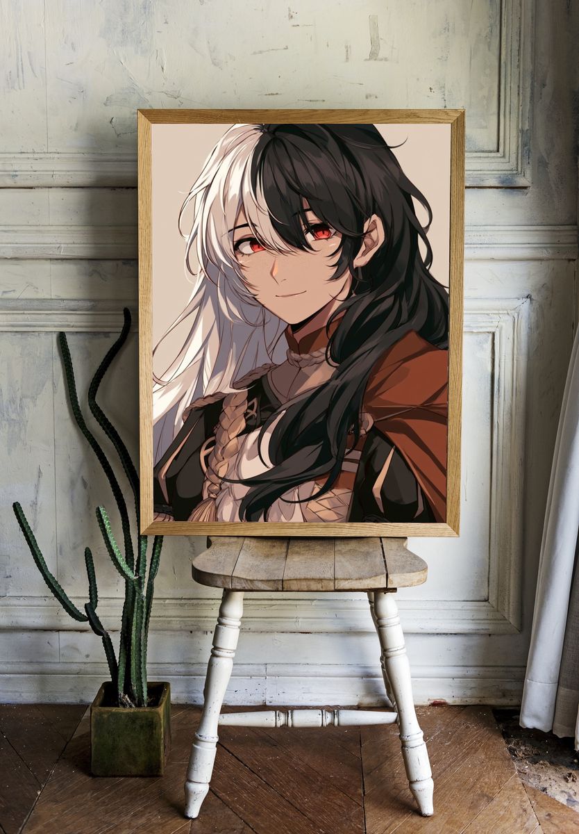 Split Hair Anime Portrait Poster. — room view 1