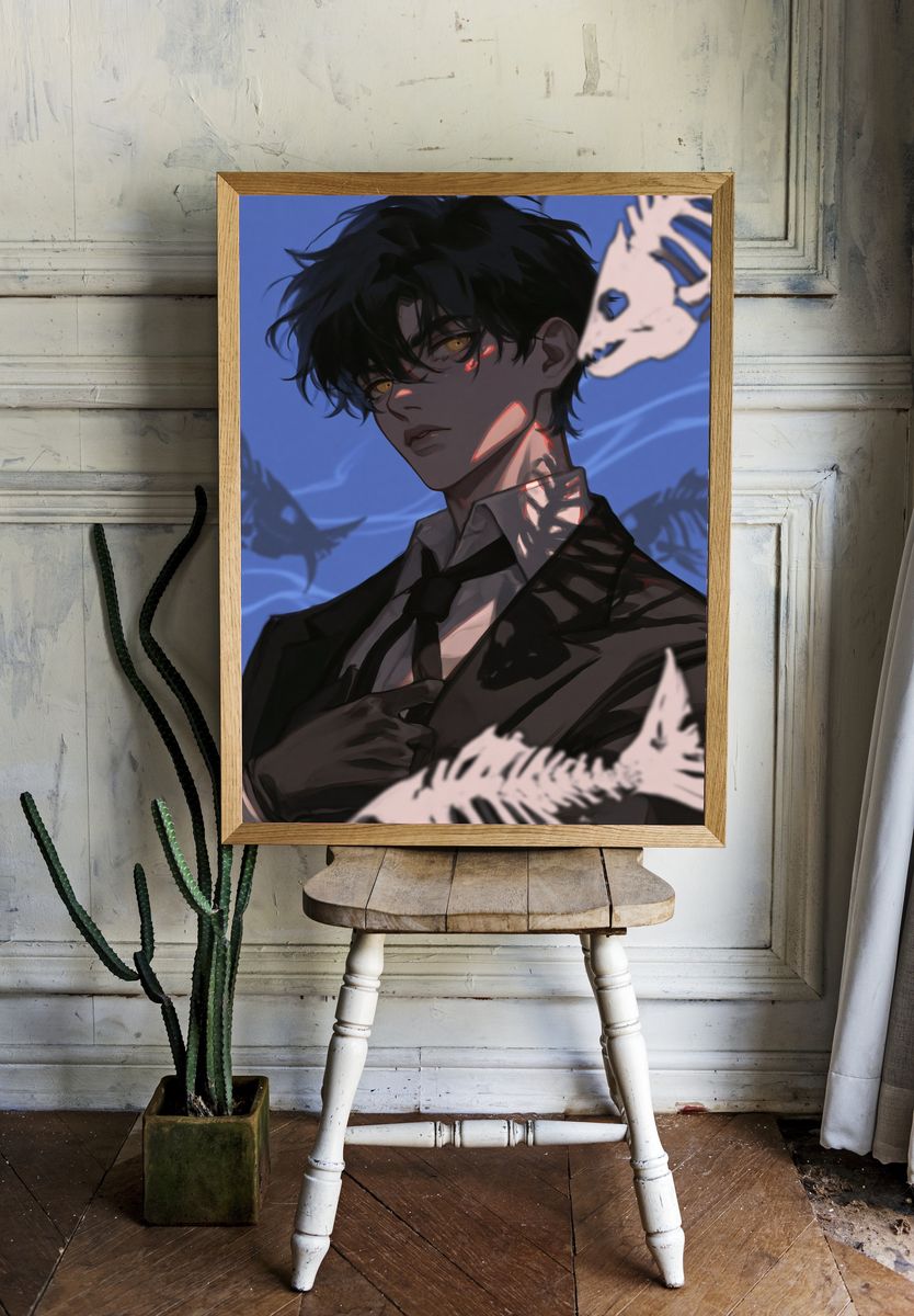 Dark Anime Portrait Print. room preview