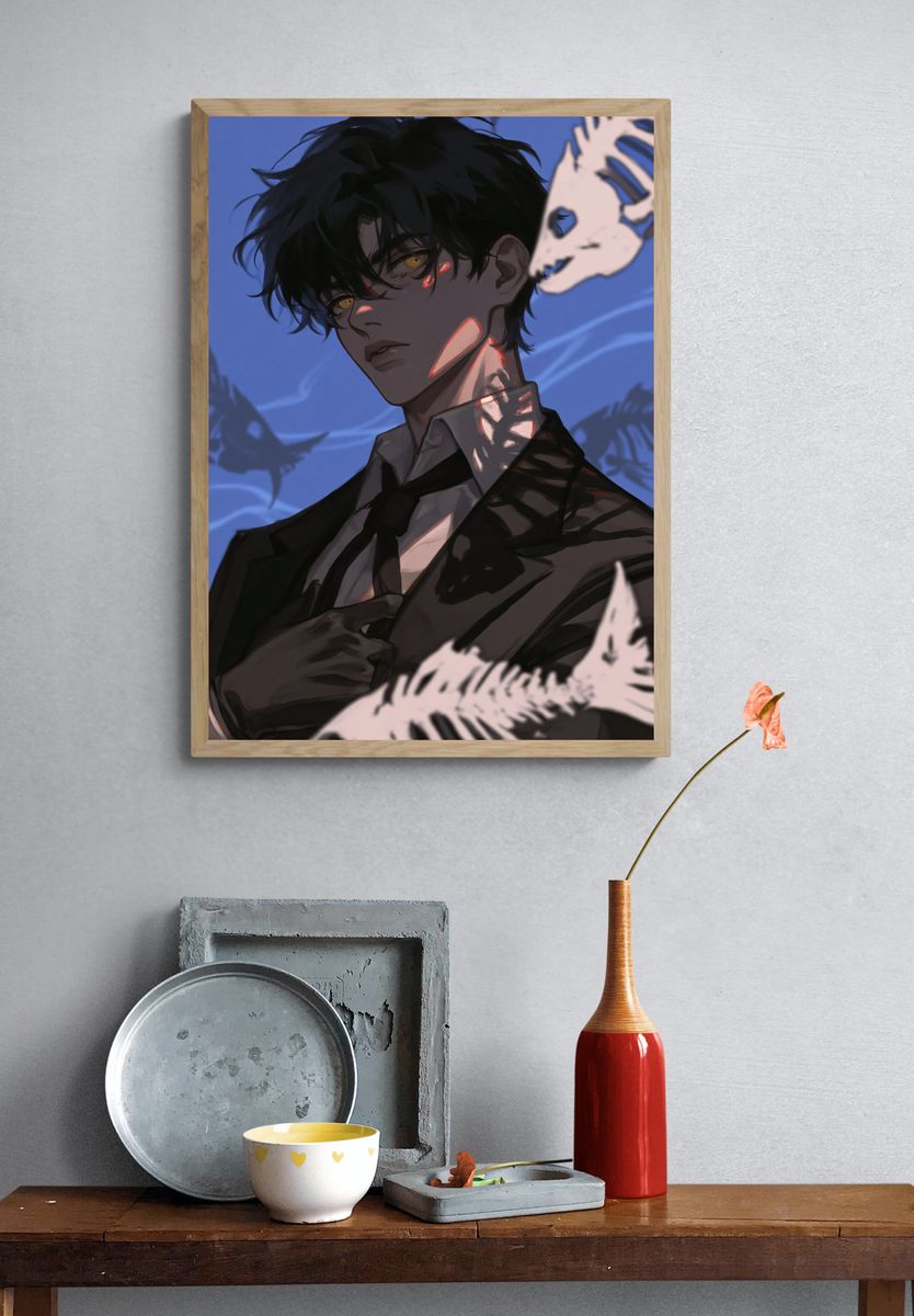 Dark Anime Portrait Print. — room view 3