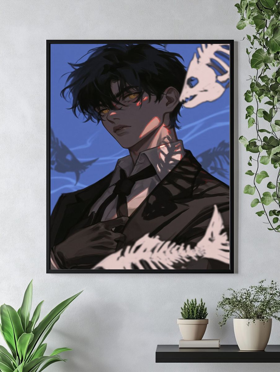 Dark Anime Portrait Print. — room view 4