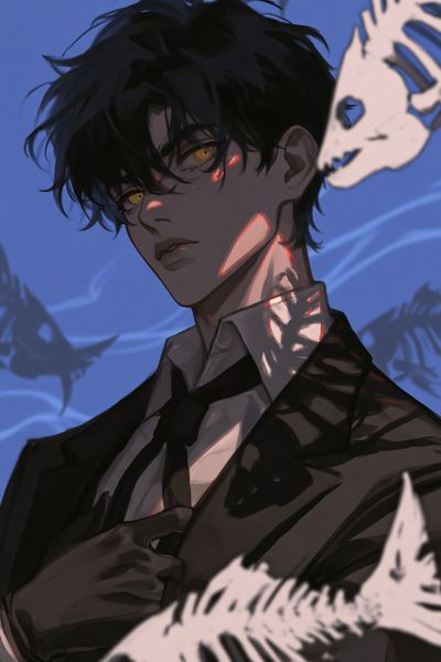 Dark Anime Portrait Print. poster