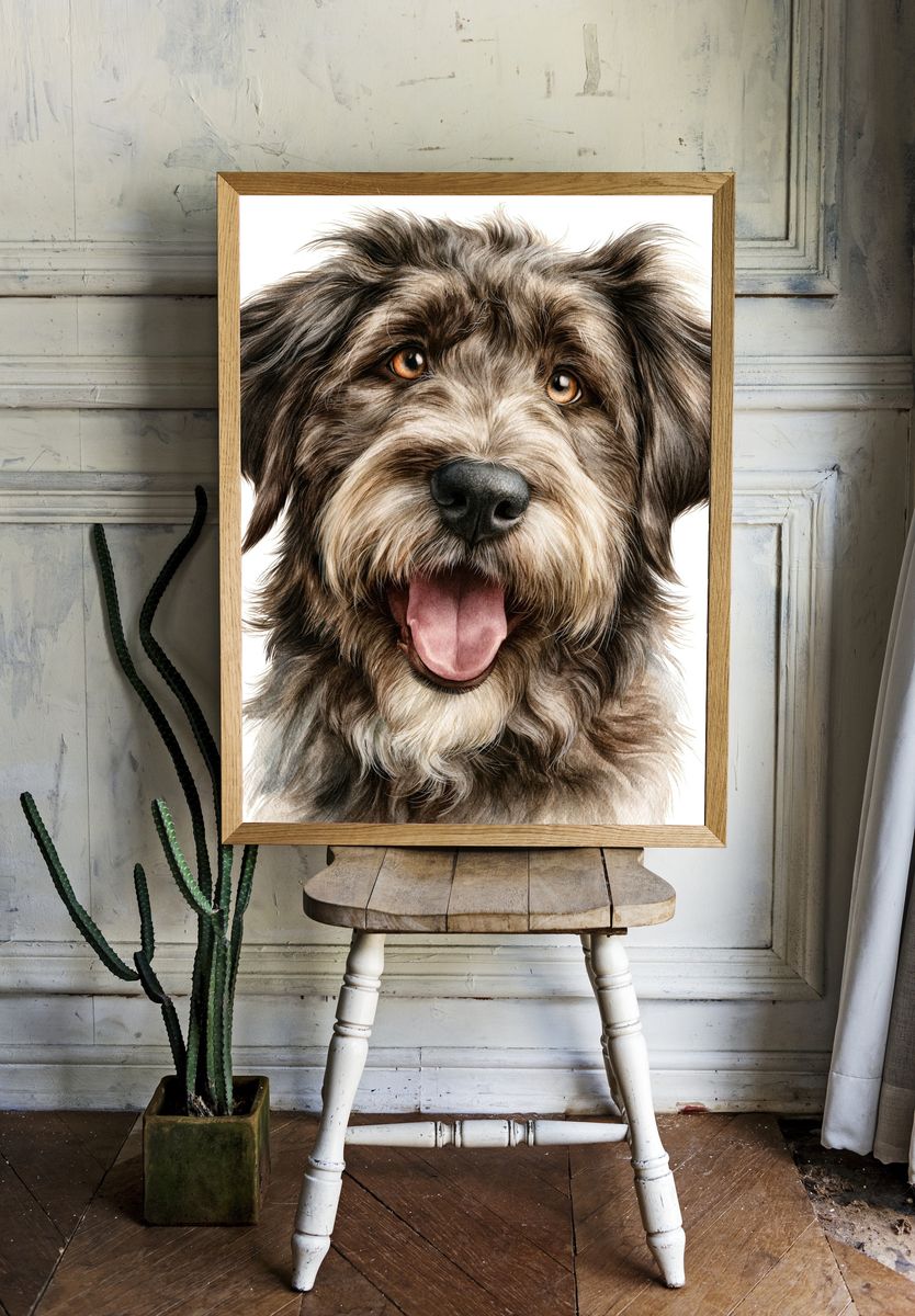 Happy Schnauzer Portrait Print. — room view 1