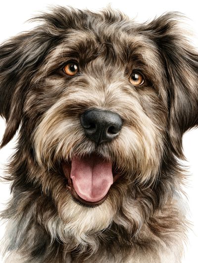 Happy Schnauzer Portrait Print. poster