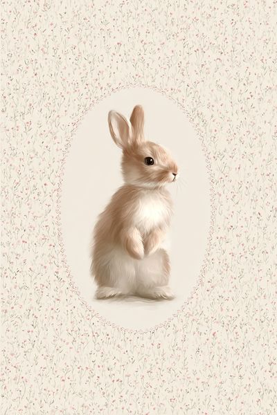 Bunny Floral Illustration Poster. poster