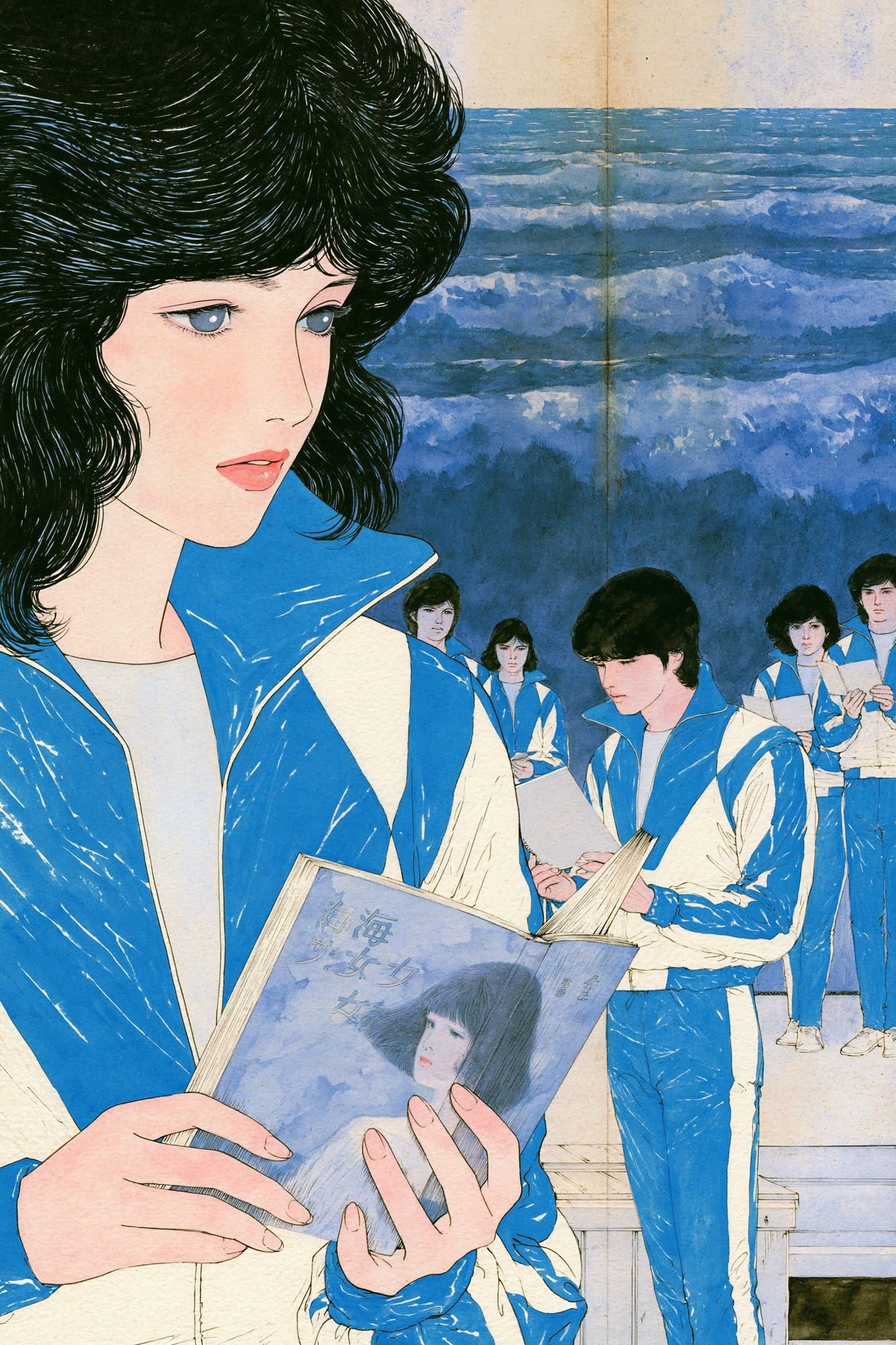 Ocean Reading Scene Illustration Poster. poster detail