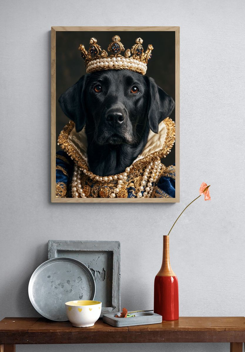 Black Labrador Royal Portrait Poster. — room view 3