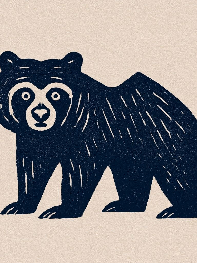 Bear Linocut Illustration Poster. poster — animals art