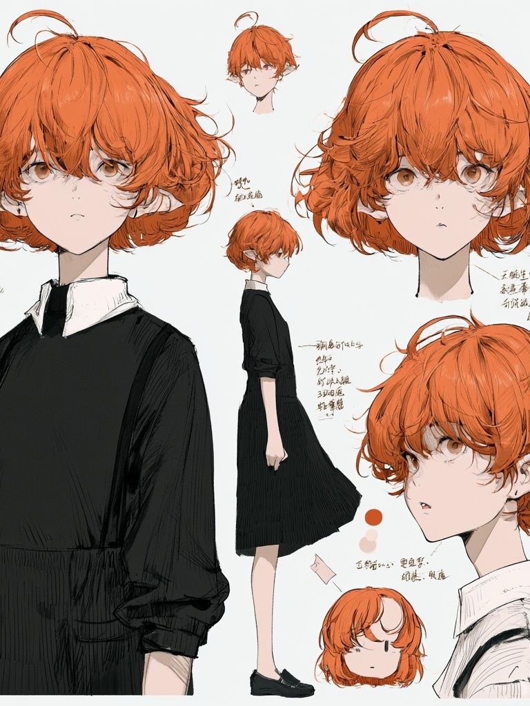 Orange-Haired Anime Character Illustration Poster. poster detail