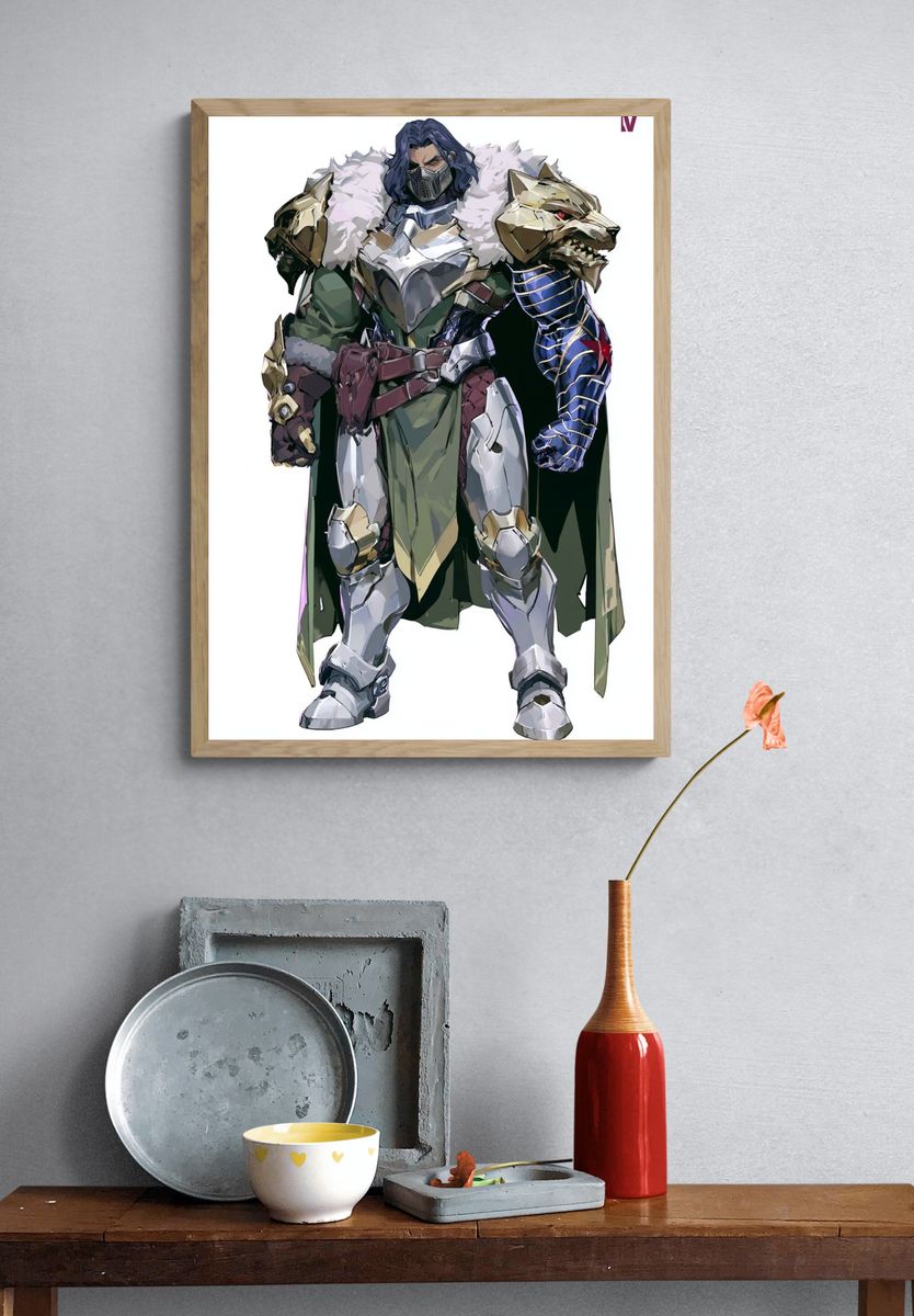 Armored Fantasy Warrior Illustration Poster. — room view 3