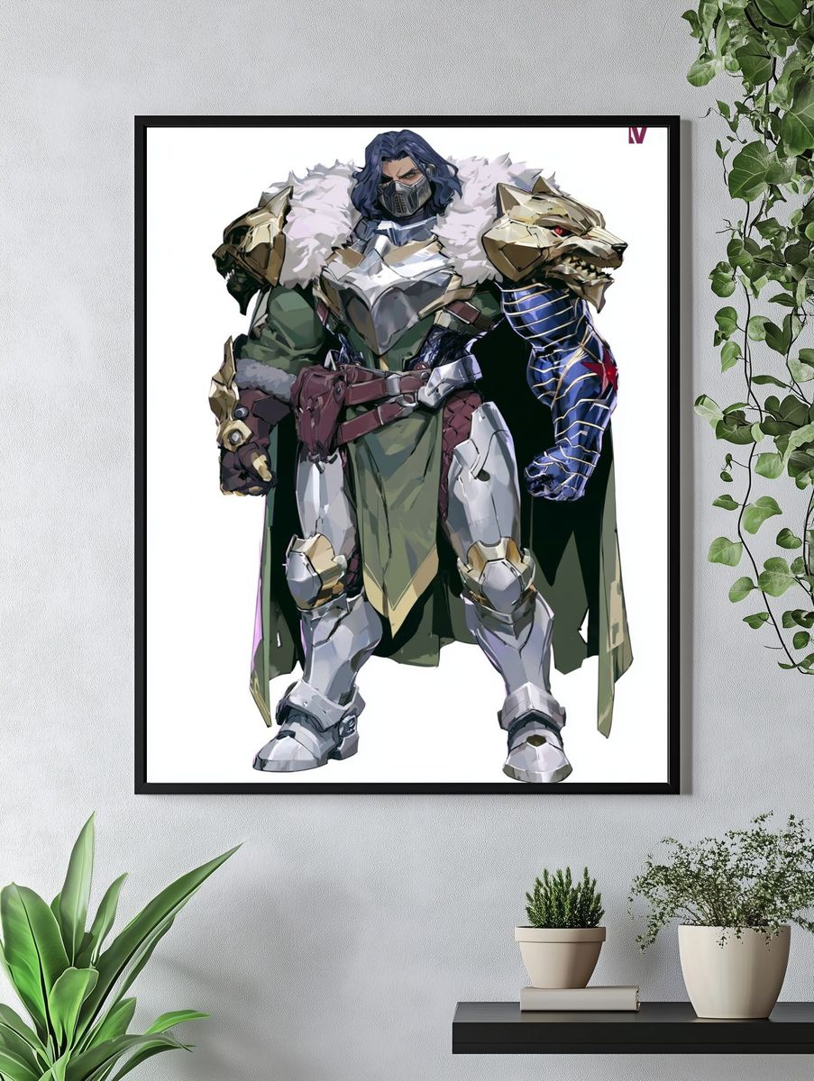 Armored Fantasy Warrior Illustration Poster. — room view 4