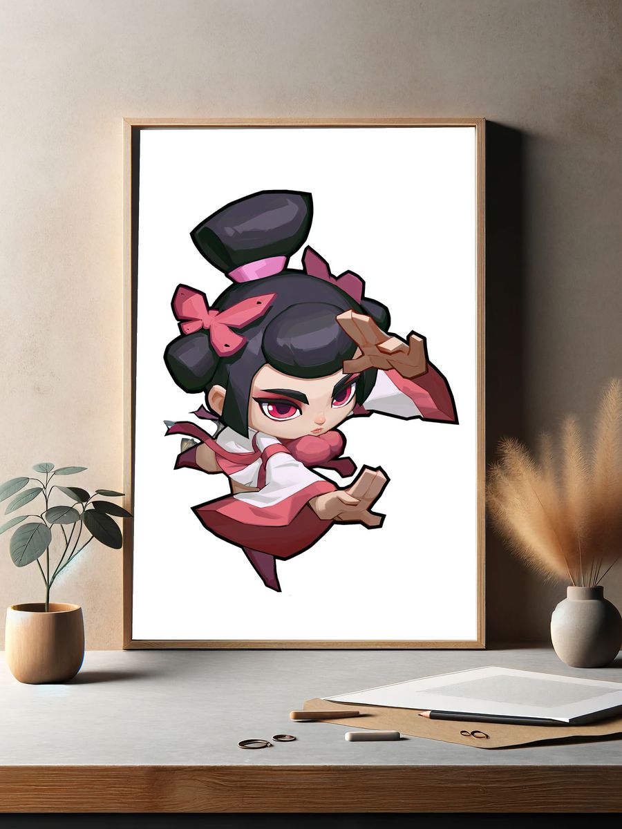 Chibi Geisha Warrior Illustration Poster. — room view 2