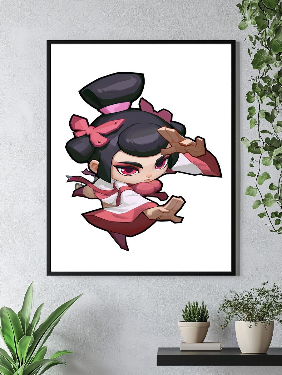 Chibi Geisha Warrior Illustration Poster. — room view 4
