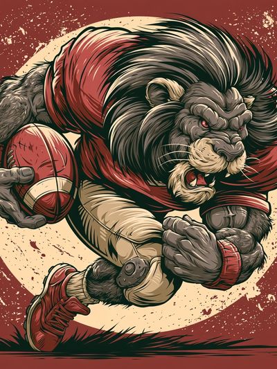 Rugby Lion Warrior Illustration Poster. poster