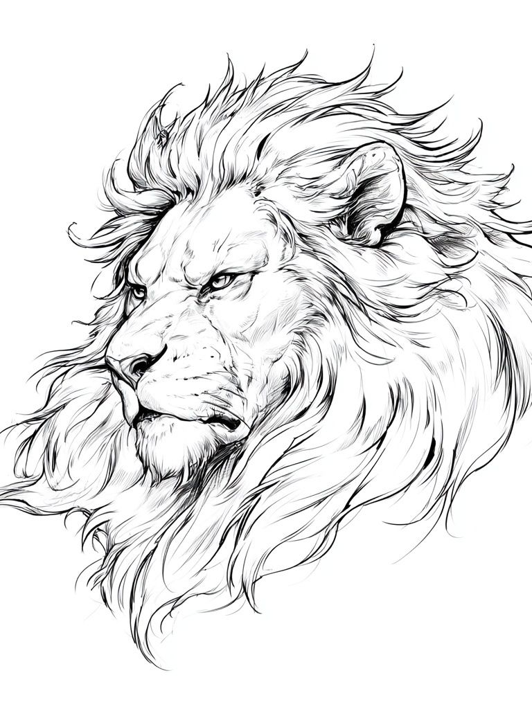 Lion Head Line Art Poster. poster detail