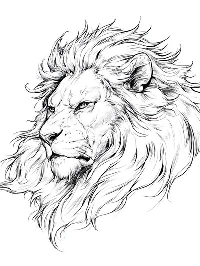 Lion Head Line Art Poster. poster