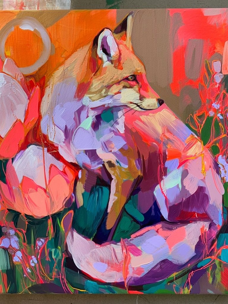 Fox in Bloom Illustration Poster. poster — animals art