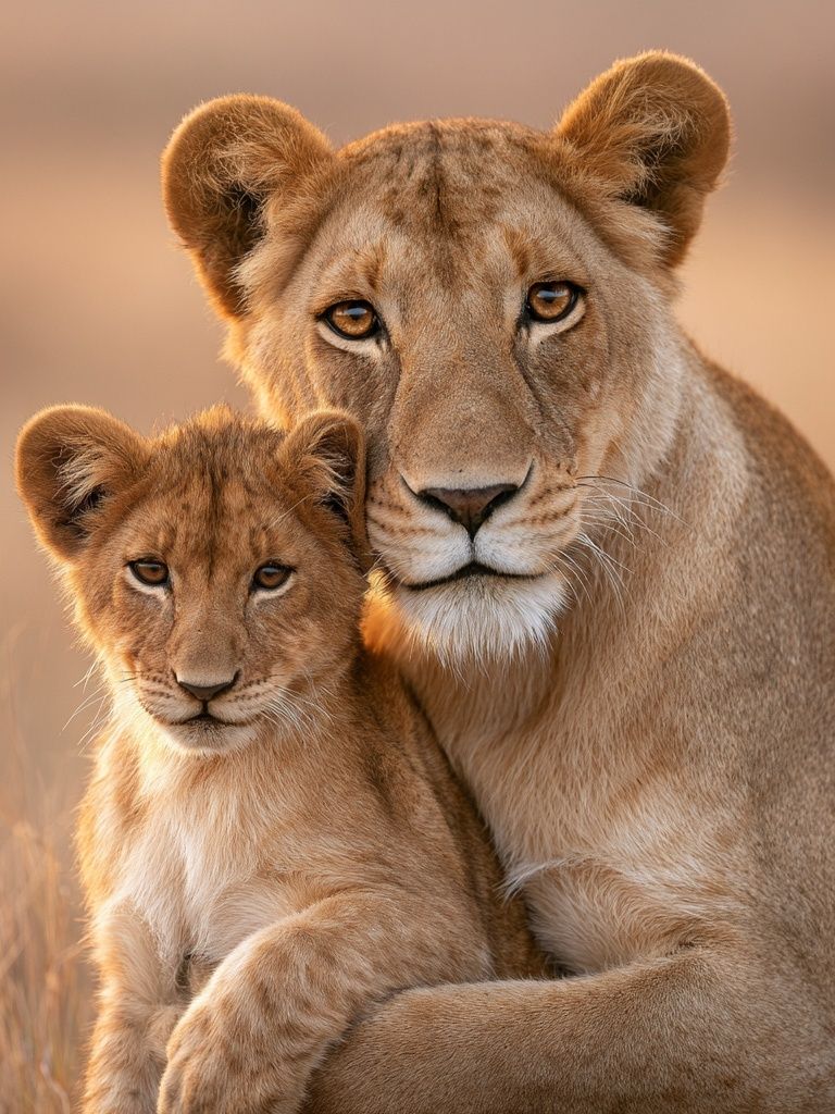 Lioness and Cub Wildlife Photography Poster. poster detail