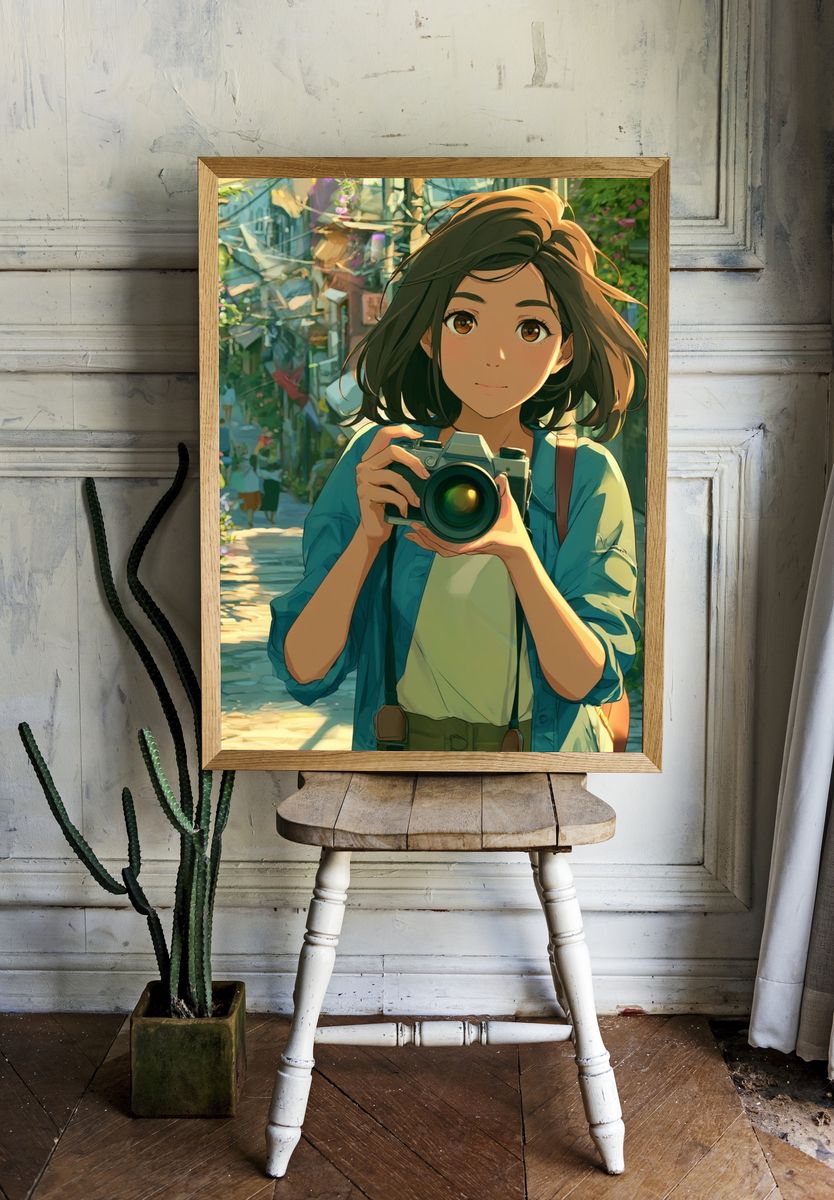 Anime Girl with Camera Poster. — room view 1