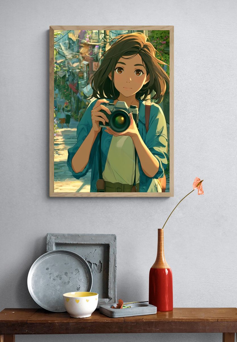 Anime Girl with Camera Poster. — room view 3